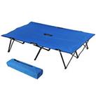 Outsunny Double Camping Folding Cot Outdoor Portable Sunbed w/ Carry Bag, Blue