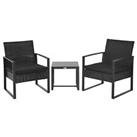 Outsunny 3 Pieces Rattan Patio Bistro Set 2 Chairs Coffee Side Table Set