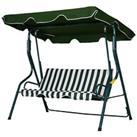 Outsunny 3-person Garden Swing Chair w/ Adjustable Canopy, Green Stripes