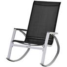 Outsunny Rocking Chair Sun Lounger Garden Seat High Back Texteline Black