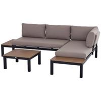 Outsunny 3 PCs Garden Outdoor Sectional Corner Sofa Lounge and Coffee Table Set