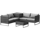 Outsunny 4Pcs Patio Rattan Sofa Garden Furniture Set Table w/ Cushions 4 Seater