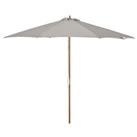 Outsunny 3m Fir Wooden Garden Parasol Sun Shade Outdoor Umbrella Canopy Grey