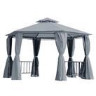 Outsunny Gazebo Canopy 2 Tier Patio Shelter Steel Grey 2M Outdoor Garden
