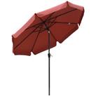 Outsunny 2.7m Patio Umbrella Garden Parasol with Ruffles, 8 Ribs, Wine Red