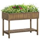 Outsunny Wooden Herb Planter Stand 8 Cubes Bottom Shelf Raised Bed Brown