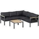 Outsunny 5 Seater Aluminium Garden Furniture with Coffee Table Padded Cushions