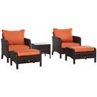 Outsunny 5pcs Outdoor Patio Furniture Set Wicker Conversation Set Brown