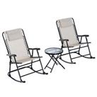 Outsunny Outdoor Conversation Set w/ Rocking Chairs and Side Table Beige