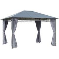Outsunny 3.6 x 3(m) Hardtop Gazebo for Garden Party w/ Polycarbonate Curtains