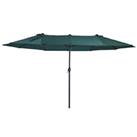 Outsunny Sun Umbrella Canopy Doublesided Crank Sun Shade Shelter 4.6M Green