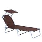Outsunny Garden Folding Chair Sun Lounger Bed Outdoor Recliner Seat w/ Sunshade