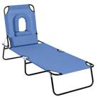 Outsunny Folding Sun Lounger Reclining Chair w/ Pillow Reading Hole Blue