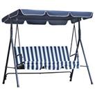 Outsunny Garden 3-Person Porch Swing Lounge Chair Bench Adjustable Canopy Blue