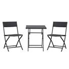 Outsunny 3PC Bistro Set Rattan Furniture Garden Folding Chair Table Brown