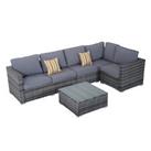 Outsunny 4 Pieces Rattan Furniture Set Sofa Chair Coffee Table Wicker Grey