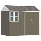 Outsunny 8x6ft Corrugated Metal Garden Shed w/ Double Door Latch Window Grey