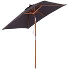 Outsunny Wooden Patio Umbrella Market Parasol Outdoor Sunshade Deep Grey