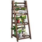 Outsunny 4Tier Wooden Shelf Foldable Flower Pots Holder Stand Indoor Outdoor