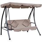 Outsunny 2-in-1 Patio Swing Chair 3 Seater Hammock Cushion Bed Tilt Canopy