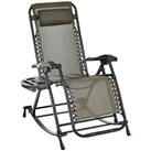 Outsunny Folding Recliner Chair Outdoor Lounge Rocker ZeroGravity Seat Grey