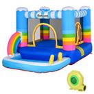 Outsunny Kids Bouncy Castle with Pool Outdoor Trampoline W/ Net Blower 38 Yrs