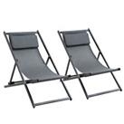 Outsunny Texteline Chaise Lounge Recliner Chair Adjust Lounger Patio Deep Grey