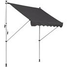 Outsunny 2x1.5m Manual Retractable Patio Awning Floor toceiling Shade  Grey