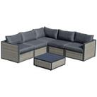 Outsunny 6 PCs Patio PE Rattan Sofa Set Sectional Conversation Furniture Set