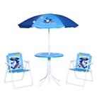 Outsunny Kids Foldable FourPiece Garden Set w/ Table, Chairs, Umbrella  Blue