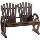 Outsunny 2 Seater Garden Bench w/ WheelShaped Armrests Carbonized colour
