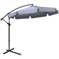 Outsunny 2.7m Garden Cantilever Banana Parasol Sun Shade w/ Crank, Dark Grey