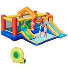Outsunny Kids Bounce Castle Double Slides & Trampoline Design with Inflator