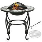 Outsunny 3in1 Outdoor Fire Pit, Garden Table with BBQ Grill Screen Cover