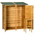 Outsunny Wooden Garden Shed Tool Cabinet Box w/ Storage Shelves 139x75x160cm