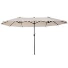 Outsunny Sun Umbrella Canopy Doublesided Crank Sun Shade Shelter 4.6M Beige