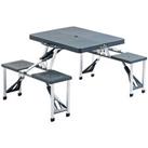 Outsunny Folding Picnic Table Chair Set Camping Aluminium Frame w/ Suitcase