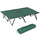 Outsunny Double Camping Folding Cot Outdoor Portable Sunbed w/ Carry Bag, Green