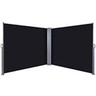 Outsunny 6mx1.8m Double Retractable Side Awning Steel Frame Outdoor Shade Black