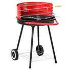 Outsunny Garden BBQ Charcoal Trolley Round BBQ Barbecue Cooking Grill Wheel