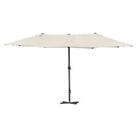 Outsunny Sun Umbrella Canopy Double-sided Crank Sun Shade Shelter 4.6M Off White
