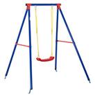 Outsunny Metal Swing Set w/ Adjustable Rope AFrame Stand Outdoor Playset