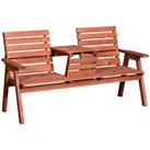 Outsunny Convertable 3Seater Wood Bench Table Garden w/ Armrests Patio