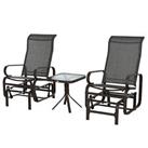 Outsunny 3PCS Outdoor Rocking Swing Chair w/Tea Table Foot Rest Garden Furniture