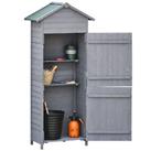 Outsunny Wood Garden Storage Shed Tool Cabinet w/ Felt Roof, 189x82x49cm, Grey