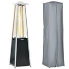 Outsunny 11.2KW Outdoor Patio Gas Heater Pyramid Heater, Black, 50 x 50 x 190cm