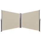 Outsunny Retractable Double Side Awning Screen Fence Privacy Beige, 6x1.6m