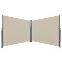 Outsunny Retractable Double Side Awning Screen Fence Privacy Beige, 6x1.6m