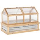 Outsunny Raised Garden Bed with Greenhouse Wooden Cold Frame Natural