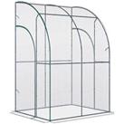 Outsunny 143 x 118 x 212cm WalkIn Lean to Wall Tunnel PVC Greenhouse with Doors